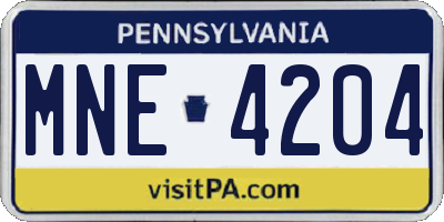 PA license plate MNE4204
