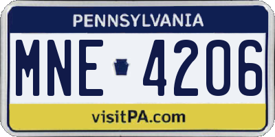 PA license plate MNE4206