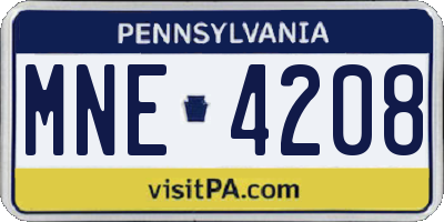 PA license plate MNE4208