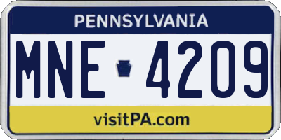 PA license plate MNE4209