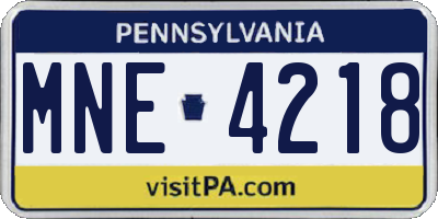 PA license plate MNE4218