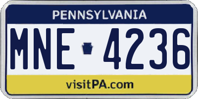 PA license plate MNE4236