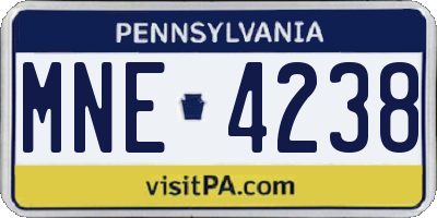 PA license plate MNE4238