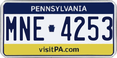 PA license plate MNE4253