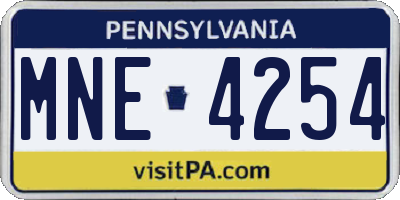 PA license plate MNE4254
