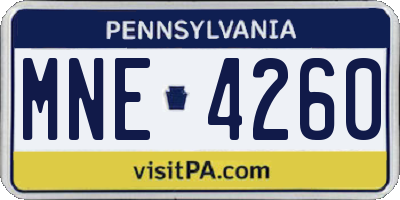PA license plate MNE4260