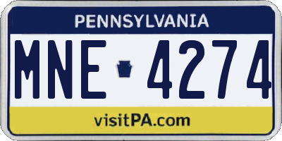 PA license plate MNE4274