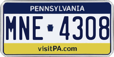 PA license plate MNE4308