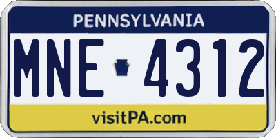 PA license plate MNE4312