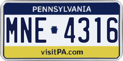 PA license plate MNE4316