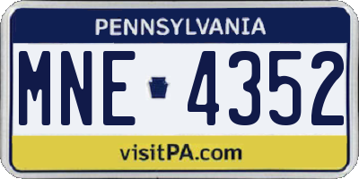 PA license plate MNE4352