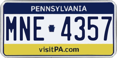 PA license plate MNE4357