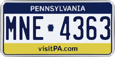 PA license plate MNE4363