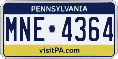 PA license plate MNE4364