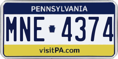 PA license plate MNE4374