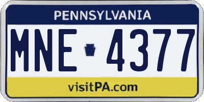 PA license plate MNE4377