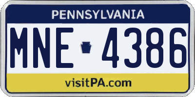 PA license plate MNE4386