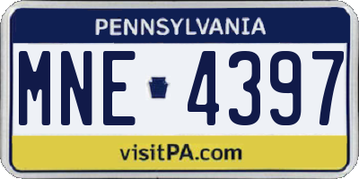 PA license plate MNE4397