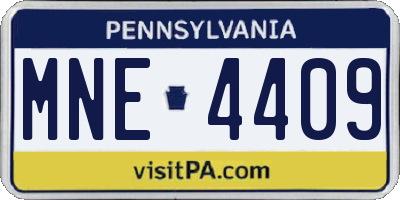PA license plate MNE4409
