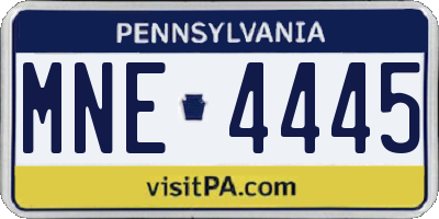 PA license plate MNE4445
