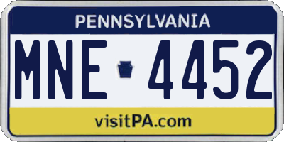 PA license plate MNE4452