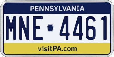 PA license plate MNE4461