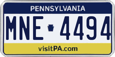 PA license plate MNE4494