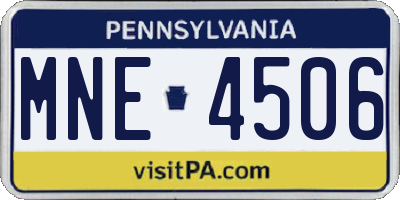 PA license plate MNE4506