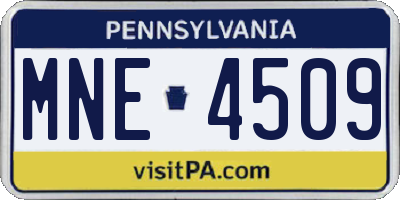 PA license plate MNE4509