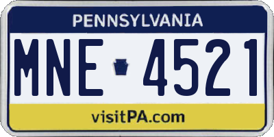 PA license plate MNE4521