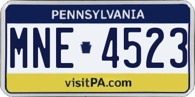 PA license plate MNE4523