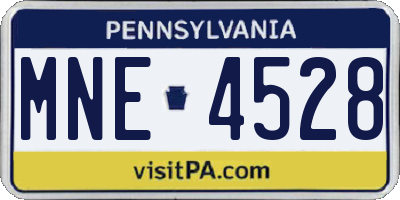 PA license plate MNE4528