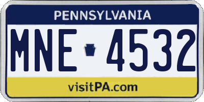 PA license plate MNE4532