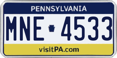 PA license plate MNE4533