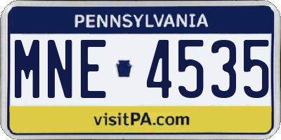 PA license plate MNE4535