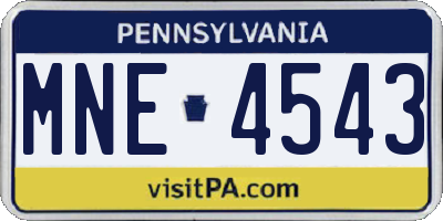 PA license plate MNE4543