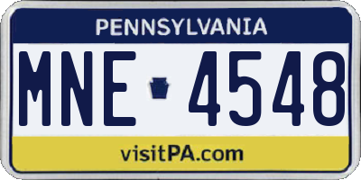 PA license plate MNE4548