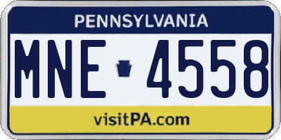 PA license plate MNE4558