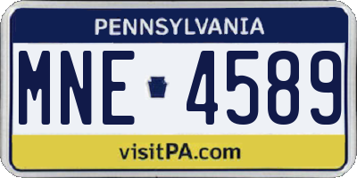 PA license plate MNE4589