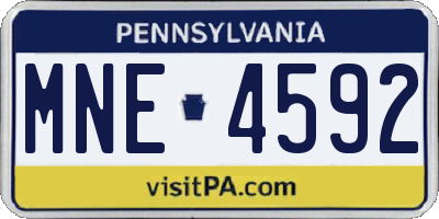 PA license plate MNE4592