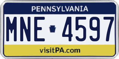 PA license plate MNE4597