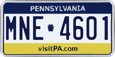 PA license plate MNE4601