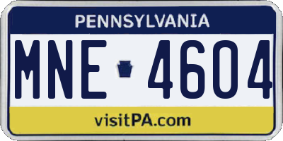 PA license plate MNE4604