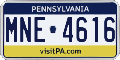 PA license plate MNE4616
