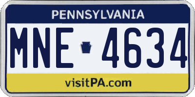 PA license plate MNE4634
