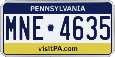 PA license plate MNE4635