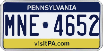 PA license plate MNE4652