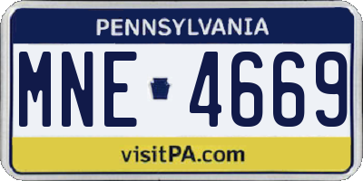 PA license plate MNE4669