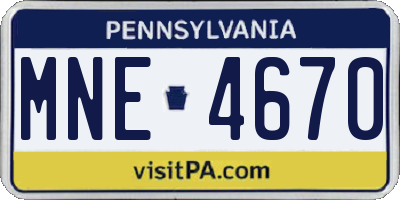 PA license plate MNE4670