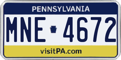PA license plate MNE4672